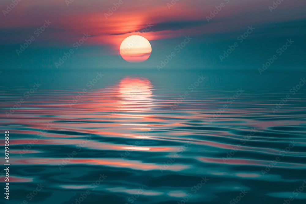 Serene sunset over tranquil water with a vibrant sky