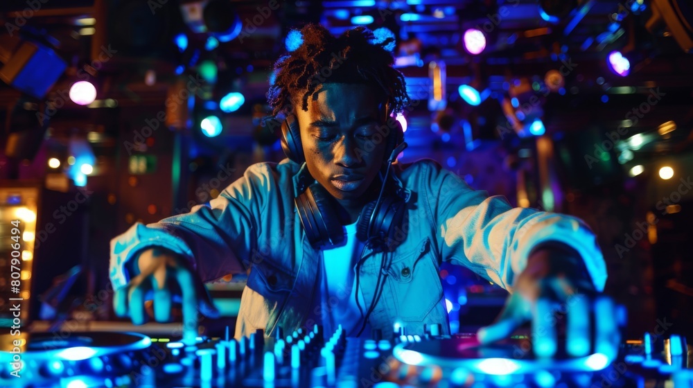 A DJ Mixing at Nightclub