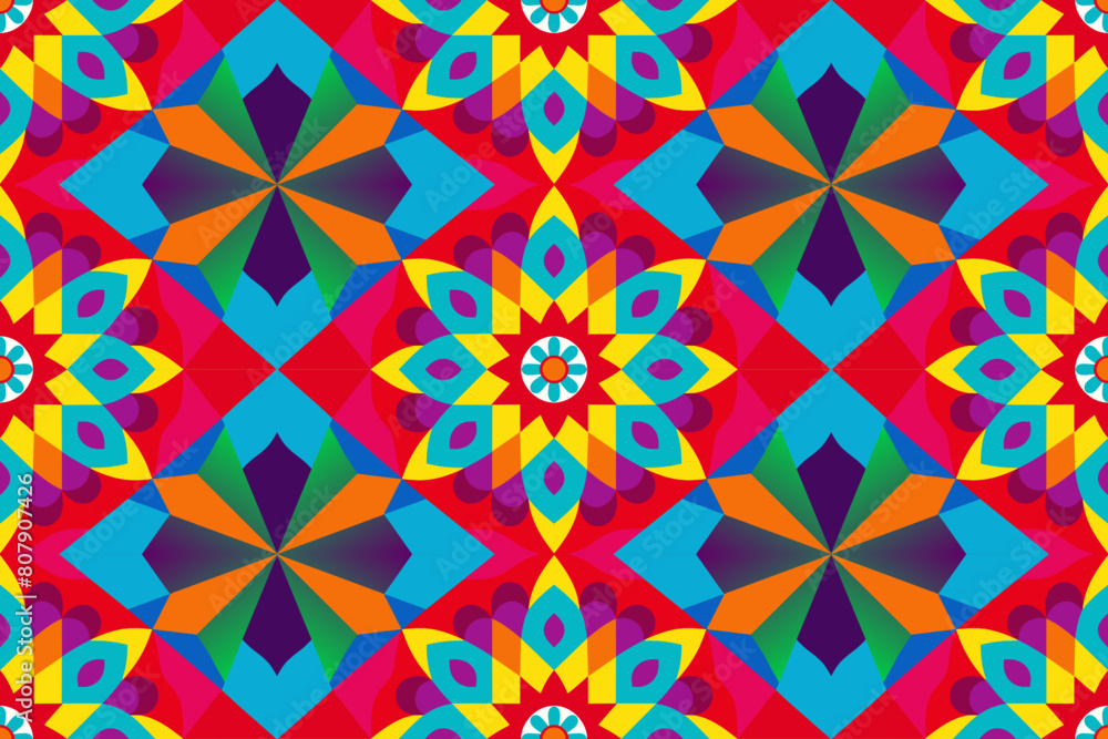 Seamless background pattern. Abstract kaleidoscope fabric design. Seamless background pattern. Abstract kaleidoscope fabric design.