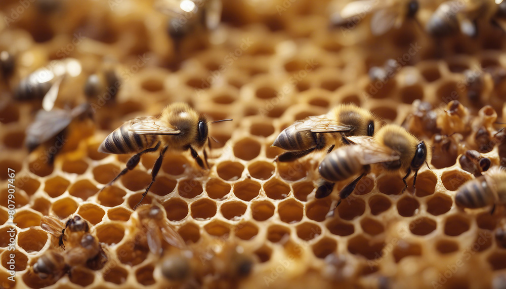 hundred of bees producing honey on honeycombs
hundred of bees producing honey on honeycombs