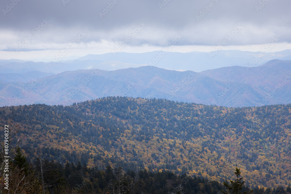 Great Smoky Mountains with low clouds