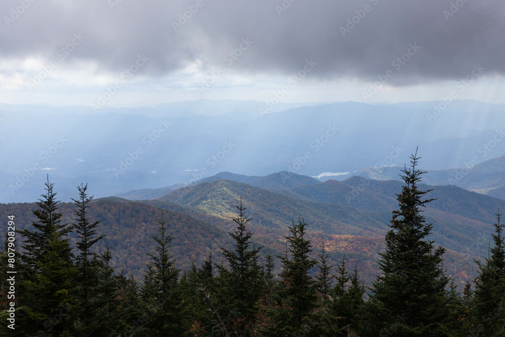 Great Smoky Mountains with low clouds