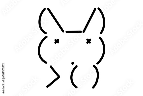 Smiley cat emoji face with wink smirk expression. Simple style icon on white background