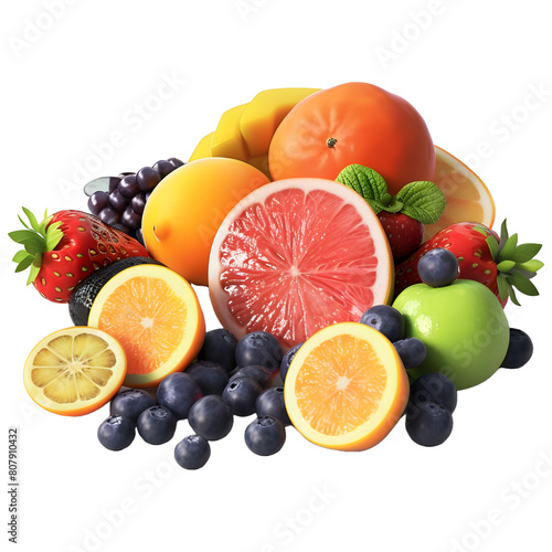 Mix Fruits on Transparent background - Ai Generated