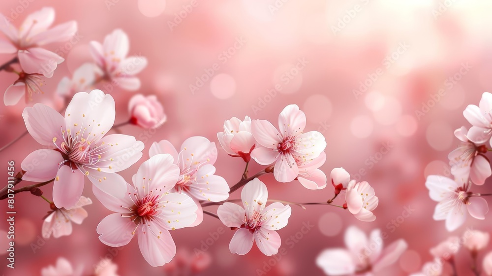 illustration of cherry blossoms in pink, white, and pink - and - white hues on a pink background illustration of cherry blossoms in pink, white, and pink - and - white hues on a pink background