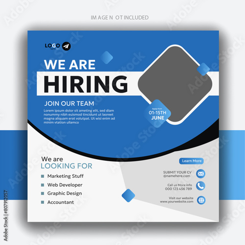 we are hiring job vacancy social media post template