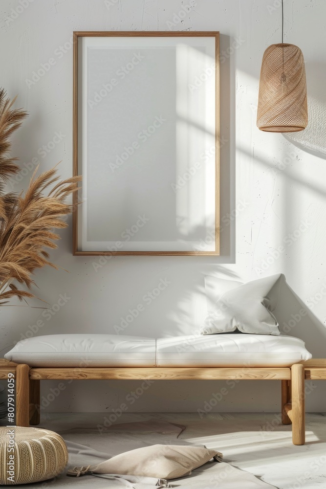 Obraz premium blank poster frame mockup isolated in white background 