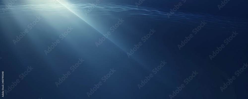  A closeup of the edge, a dark blue gradient background with a smooth texture and a light beam of spotlight shining from top to bottom on one side, creating an atmosphere of calmne