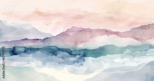 fluidity softness of watercolor wash abstract landscape © MOVE STUDIO