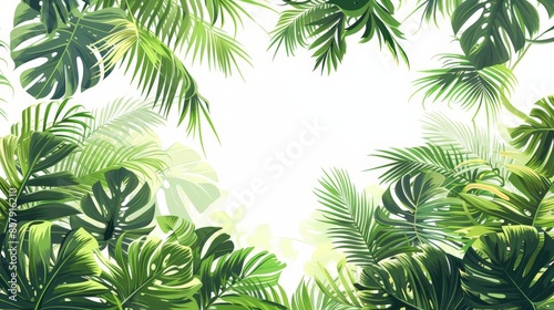 illustration of tropical palm leaves on a isolated background