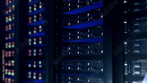 animation server light beep in room data visual connection racks with telecommunication server room photo