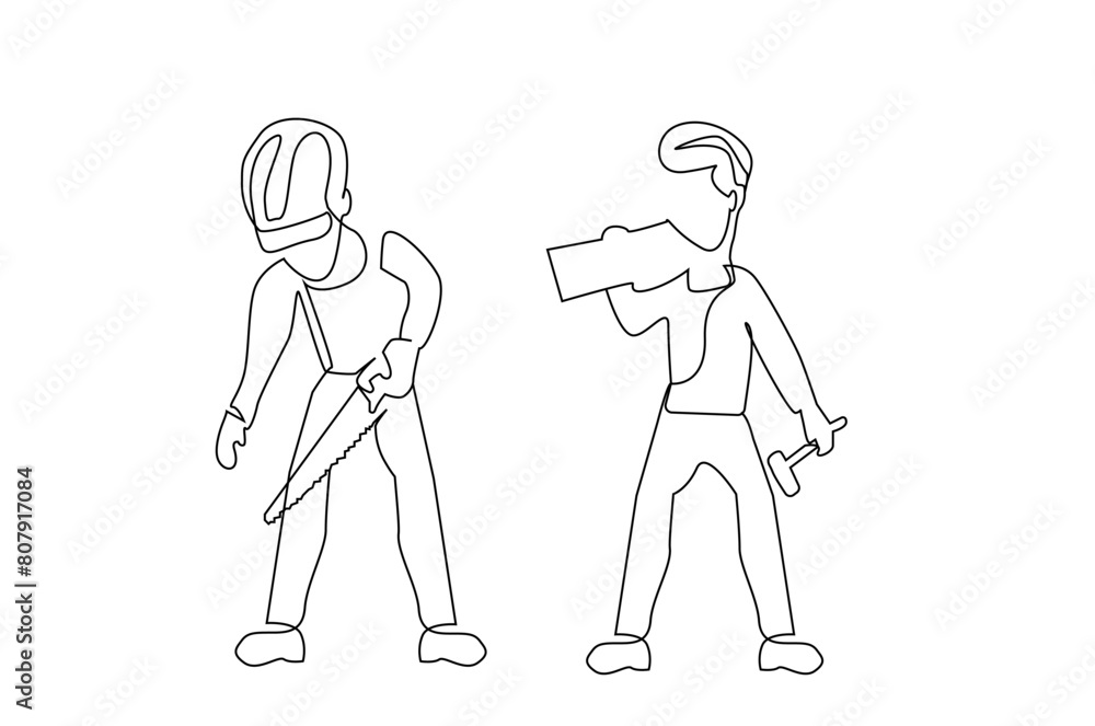 carpenter male work work one line art design vector carpenter male work work one line art design vector
