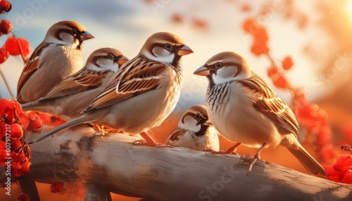 Sparrow birds with family oiseau, nature, faune, animal, bec, sauvage, brun, canard, fringillidae, empennage, blanc, rouge, 
