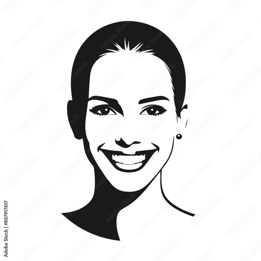 Woman Siling face vector silhouette isolated on white background Woman Siling face vector silhouette isolated on white background