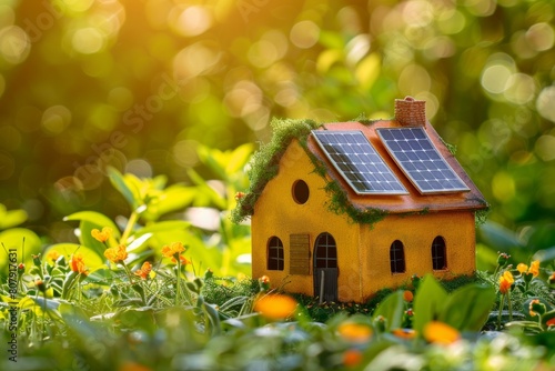 Wallpaper Mural A detached, realistic miniature house in a natural theme among the warming atmosphere from the sun, the environment, and the colorful flowers. Torontodigital.ca