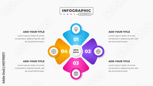 Vector circular process presentation infographic design template with 4 steps