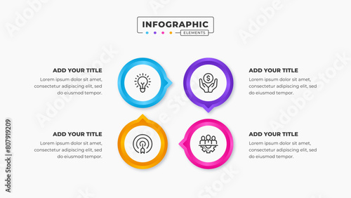 Vector circular process presentation infographic design template with 4 steps