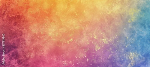  A grainy gradient background with soft  blurred edges in various colors of yellow  blue  purple  red  orange and pink