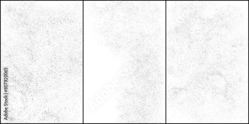 Set of distressed black texture. Dark grainy texture on white background. Dust overlay textured. Grain noise particles. Rusted white effect. Grunge design elements. Vector illustration, EPS 10.	
