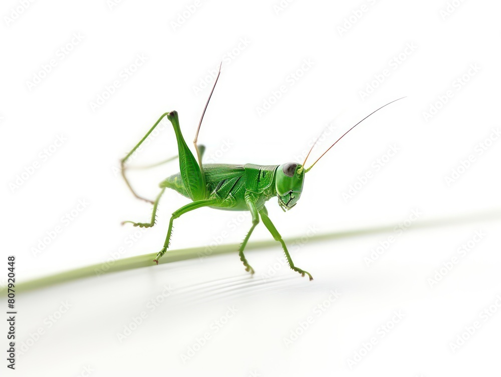grasshopper along a strip in white background grasshopper along a strip in white background