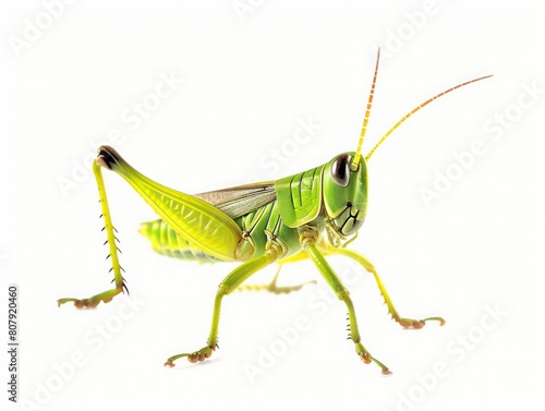  grasshopper along a strip in white background © MADGALLERY