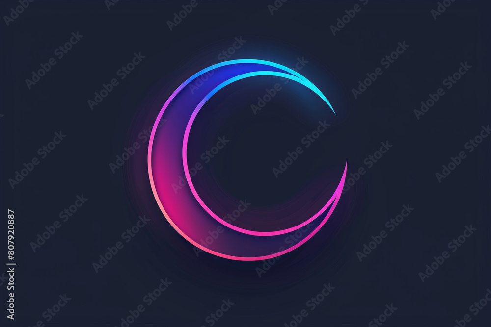 Neon glow lunar eclipse design on dark background Neon glow lunar eclipse design on dark background