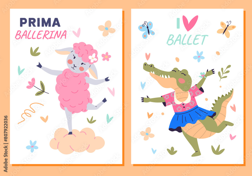 Fototapeta premium Animal music vector illustration. Creatures unite in joyful music band, transforming zoo into lively event Celebrate with cheerful orchestra animals in enchanted music party crocodile is dancing