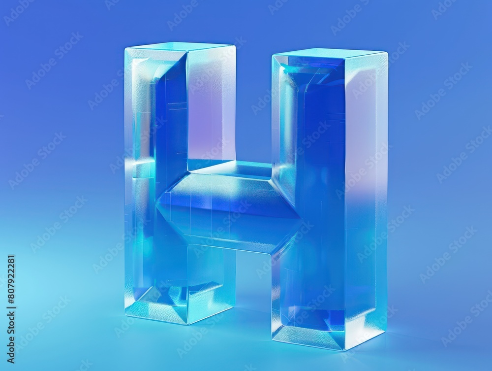 H blue letter transparent visualization H blue letter transparent visualization