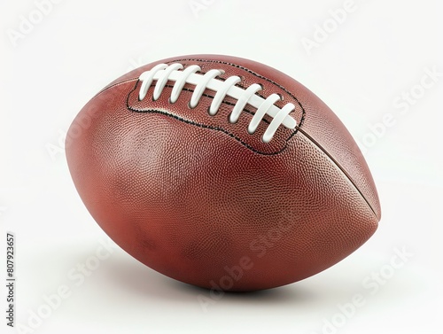 old brown leather american football ball with white background 