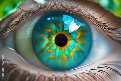 blue eye with a turquoise tint, macro