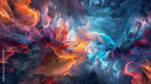 "Capturing the essence of movement and light: where swirling patterns intertwine with fiery waves, creating a mesmerizing symphony of color and energy."