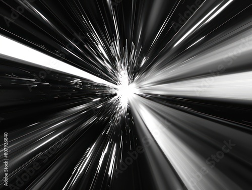 white light effect extreme speed over black background photo