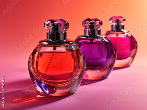 perfume bottle glass, color background