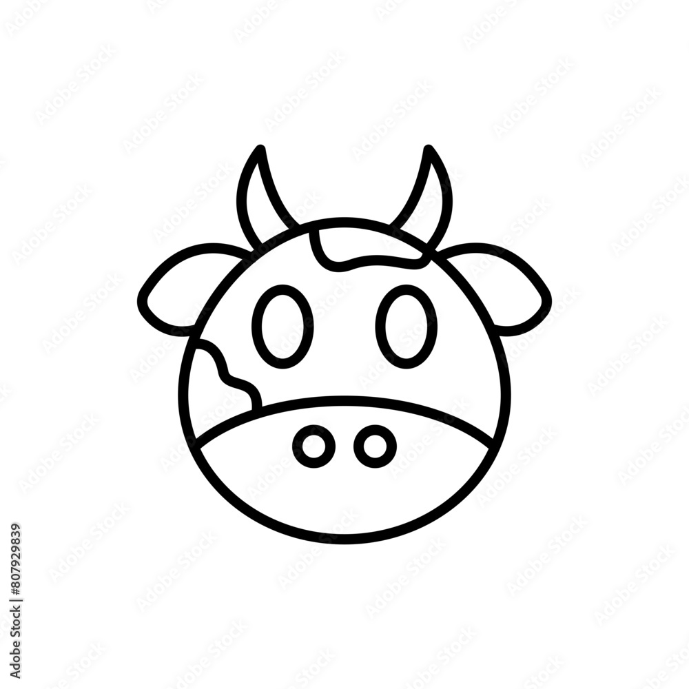 Obraz premium Cute cow outline icons, minimalist vector illustration ,simple transparent graphic element .Isolated on white background