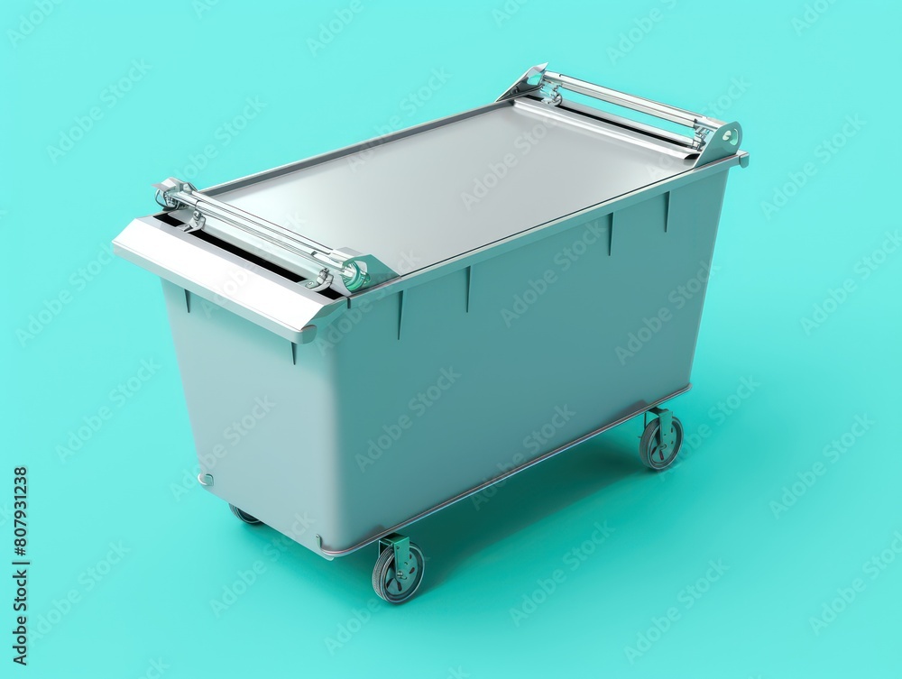 steel waste container in blue background steel waste container in blue background