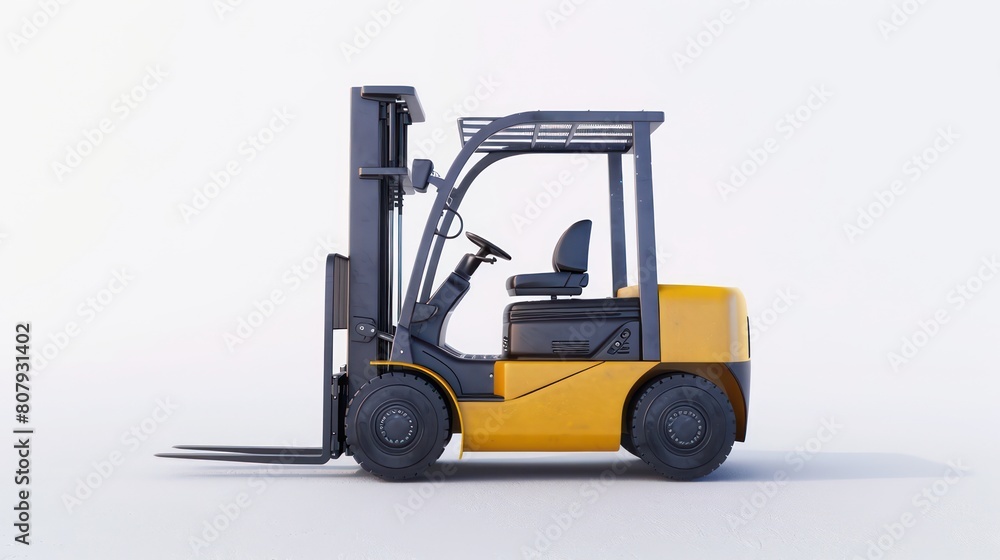 forklift warehouse work at white background