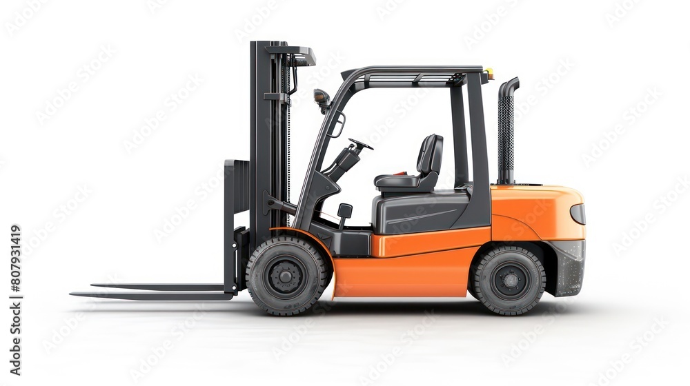 forklift warehouse work at white background