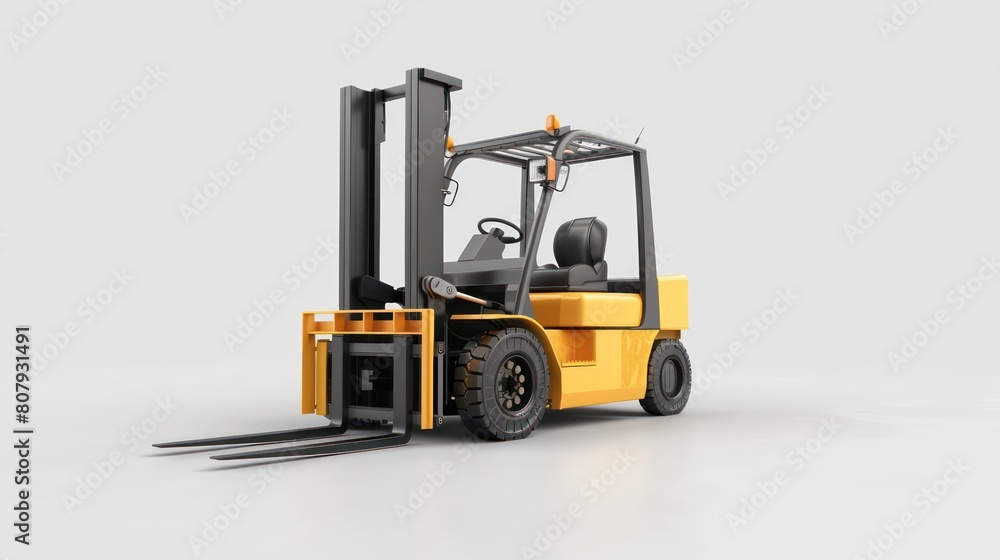 forklift warehouse work at white background