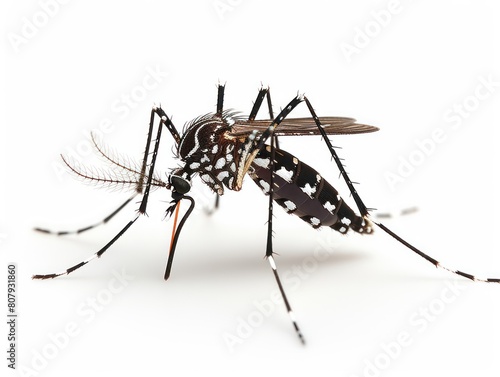 dengue mosquito, aedes aegypti, on white background
