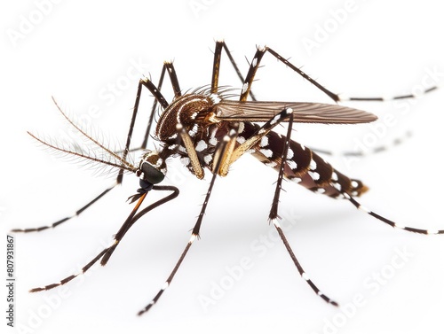 dengue mosquito, aedes aegypti, on white background © MADGALLERY