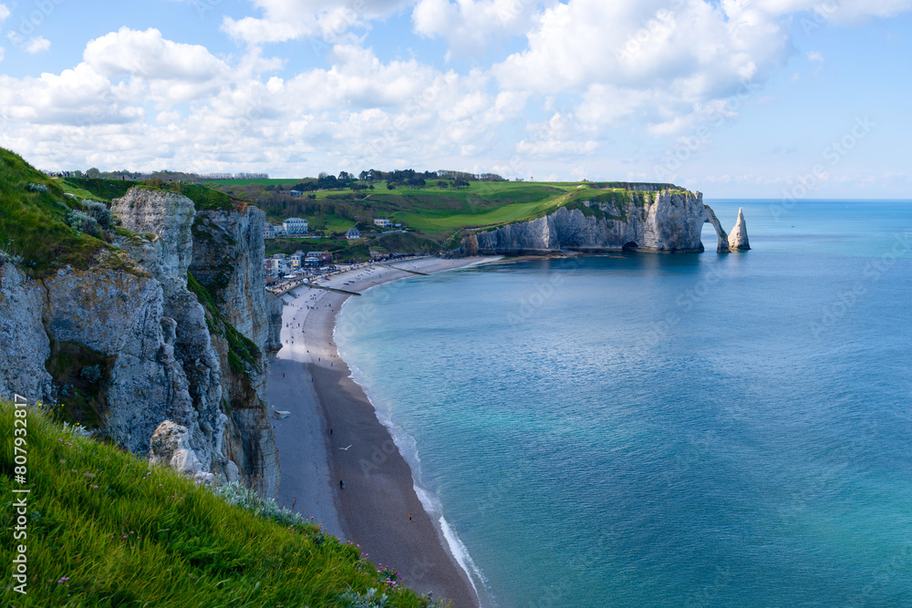 Cliffs and beach at Etretat, Seine-Maritime, Normandy, France