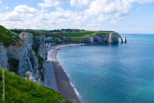 Cliffs and beach at Etretat, Seine-Maritime, Normandy, France