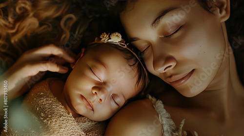 The loving gaze shared between a mother and her newborn baby as they bond during a quiet moment.