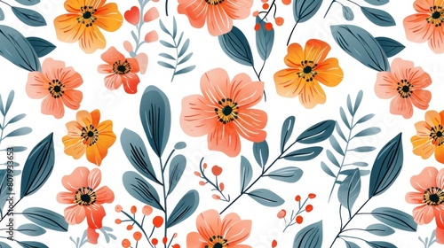 the seamless pattern background of flowers  art deco style