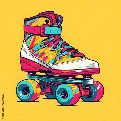 Presenting a vintage roller skate illustration, crafted with a retro aesthetic, reminiscent of classic roller skating culture and design