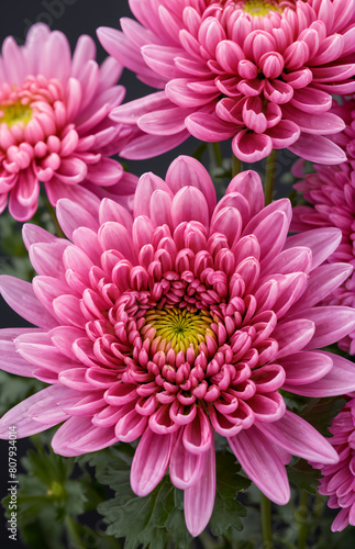 Chrysanthemum   bright pink  flower. On white isolated background with clipping path.  Closeup no shadows. Garden  flower.  Nature