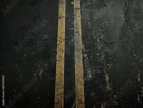 straight asphalt road with lines leading to black background
