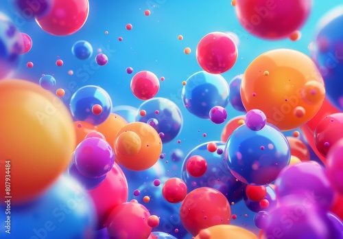 Abstract composition  colorful spheres fly randomly  forming a rainbow of matte soft balls in various sizes. Vector background