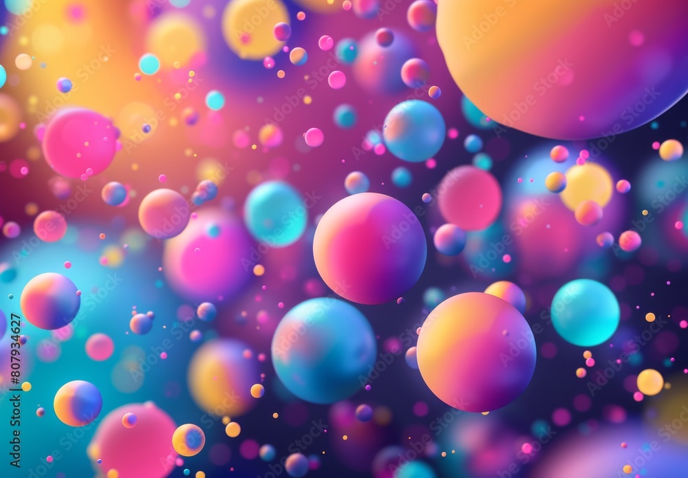 Abstract composition: colorful spheres fly randomly, forming a rainbow of matte soft balls in various sizes. Vector background