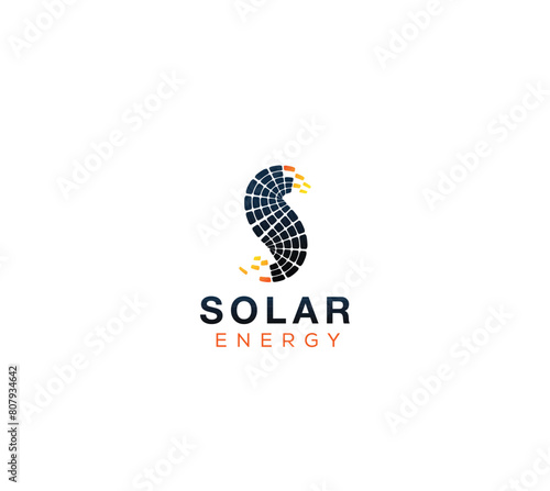 creative Solar technology Letter S renewable energy logo concept
